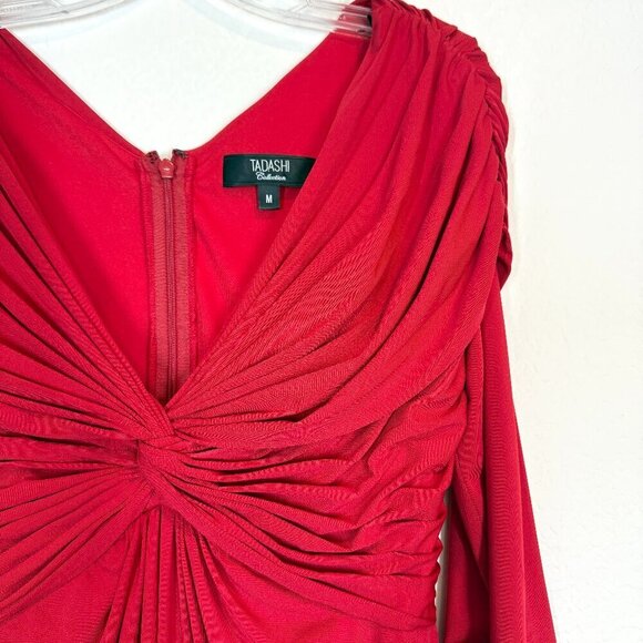 Tadashi Collection Red Dress Medium Red Cocktail Holiday Jersey Sheath - Picture 5 of 10